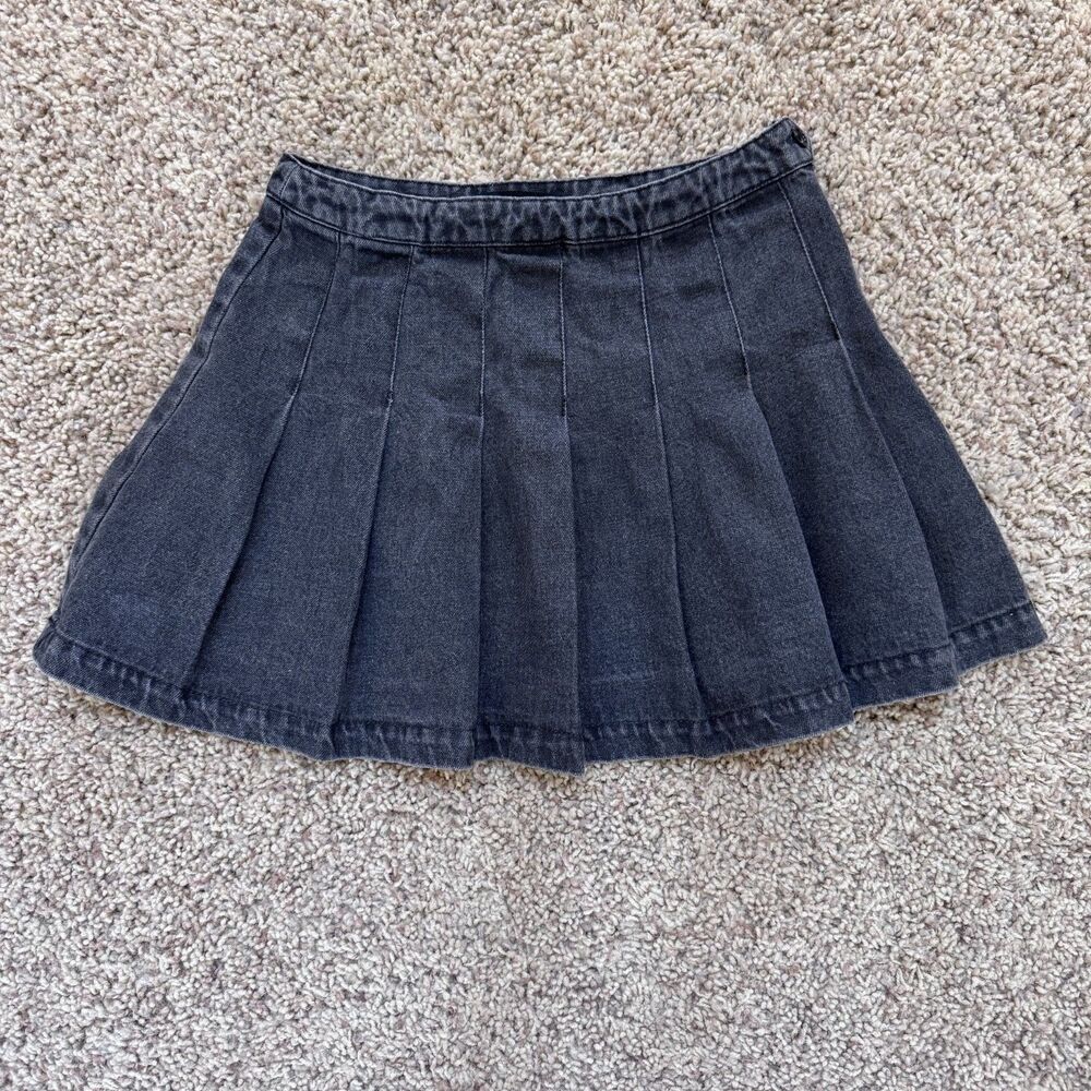 forever 21 women size small skirt pleated denim black F21